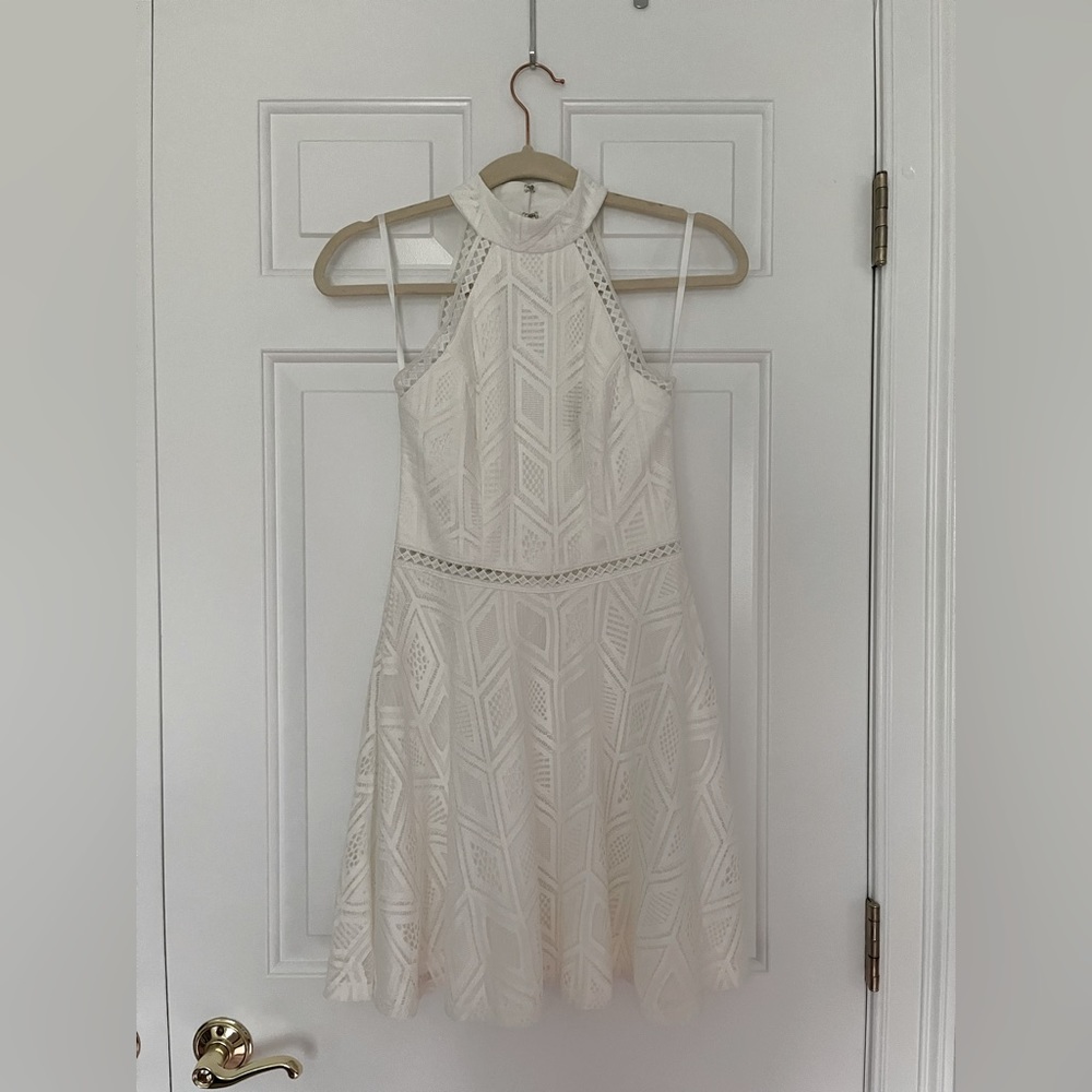 Halter Short White Lace Dress